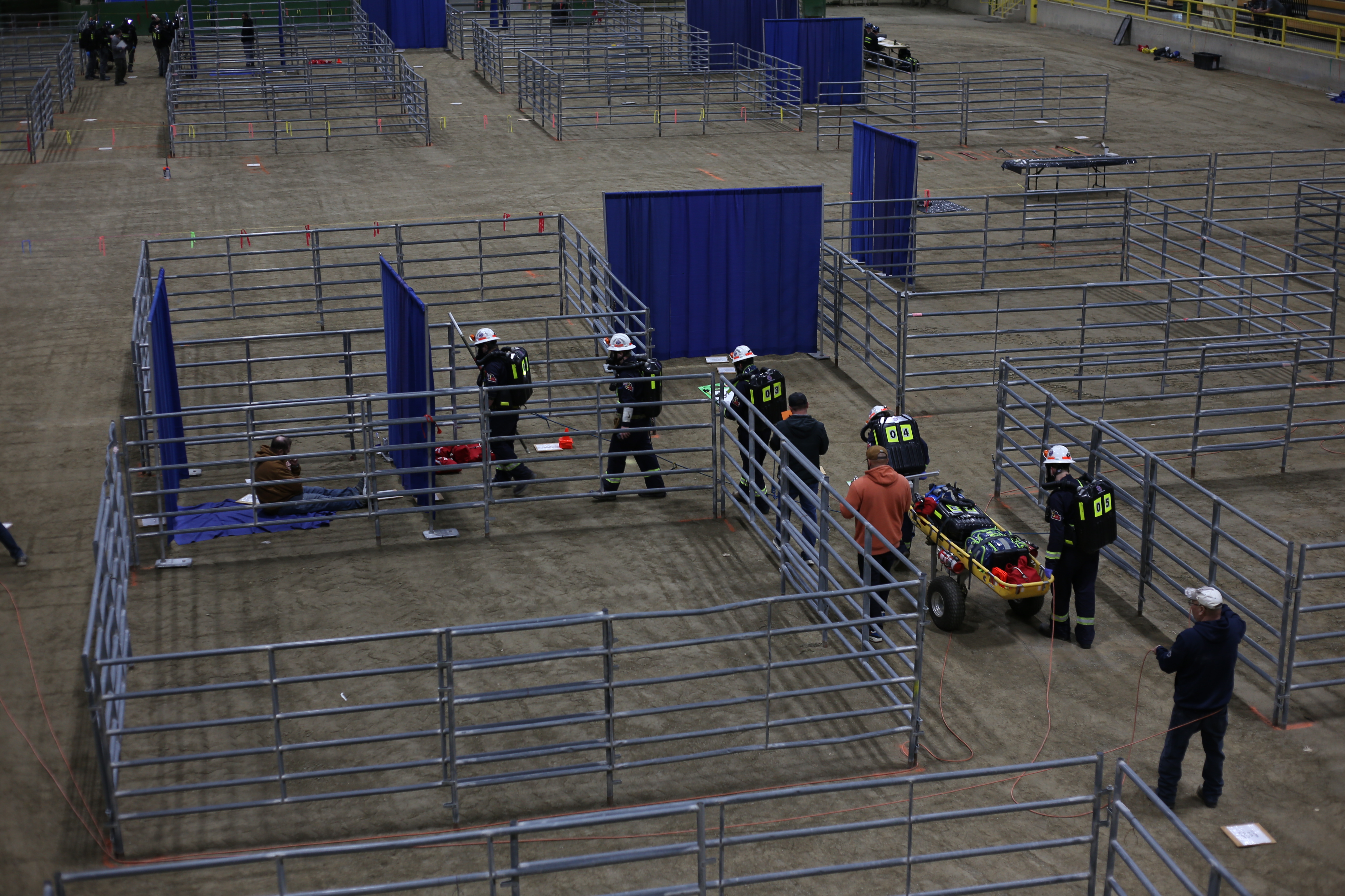 At an MSHA-style contest in Winnemucca, Nevada, an underground room-and-pillar mine is simulated using cattle fencing